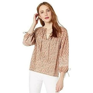NWT Lucky Brand Vivienne Peasant Pin Tuck Tie 3/4 Sleeve Top XL MSRP $119